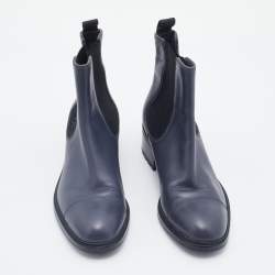 Chanel Grey Leather Chelsea Ankle Boots Size 38