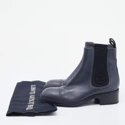 Chanel Grey Leather Chelsea Ankle Boots Size 38