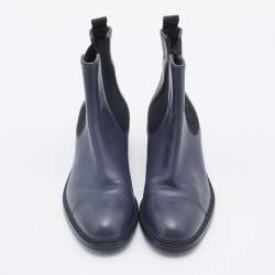 Chanel Grey Leather Chelsea Ankle Boots Size 38