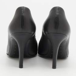 Pre Owned Chanel Black Leather CC Camellia Pumps Size 38