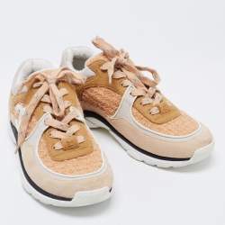 Pre Owned حذاء رياضي شانيل سي سي سويدي وتويد متعدد الألوان بعنق منخفض مقاس 39