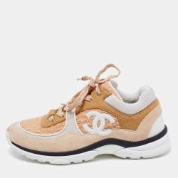 Pre Owned حذاء رياضي شانيل سي سي سويدي وتويد متعدد الألوان بعنق منخفض مقاس 39