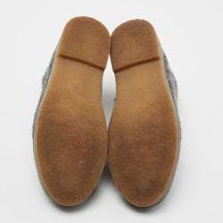 Pre Owned حذاء رياضي شانيل سي سي جلد وتويد أسود/رصاصي بعنق طويل مقاس 39