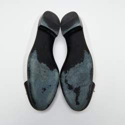 مملوكة مسبقًا Chanel  White/Black Leather  CC Cap toe Ballet Flats Size 41