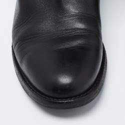 Chanel Black Leather Interlocking CC Logo Riding Midcalf Boots Size 36