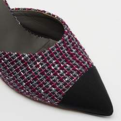Pre Owned Chanel Multicolor Tweed And Canvas Mules Size 36