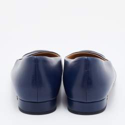Chanel Blue/Black Leather and Fabric CC Cap Toe Ballet Flats Size 38