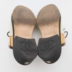 Pre Owned Chanel Multicolor Patent and Leather CC Flat Mules Size 39