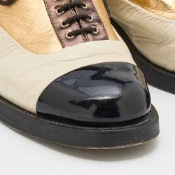 Pre Owned Chanel Multicolor Patent and Leather CC Flat Mules Size 39