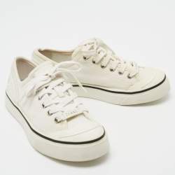 Pre Owned Chanel White Canvas and Rubber Low Top Sneakers Size 36.5