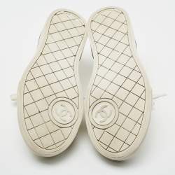 Pre Owned Chanel White Canvas and Rubber Low Top Sneakers Size 36.5