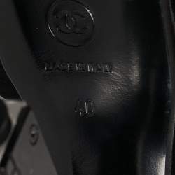 مملوكة مسبقًا Chanel Black Satin Miami Vice Gun Platform Sandals Size 40
