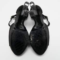 مملوكة مسبقًا Chanel Black Satin Miami Vice Gun Platform Sandals Size 40