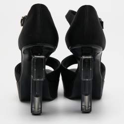 مملوكة مسبقًا Chanel Black Satin Miami Vice Gun Platform Sandals Size 40