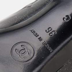 Pre Owned Chanel Black Glitter Star Embossed Patent Leather CC Embellished Pumps Size 36