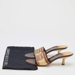 Chanel Beige/Brown Karung Logo Embroidered Slide Sandals Size 38