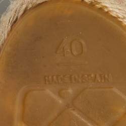 Pre Owned Chanel Green Canvas Camelia Flat Espadrilles Size 40