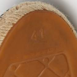 Pre Owned Chanel Black Canvas CC Cap Toe Espadrille Flats Size 41