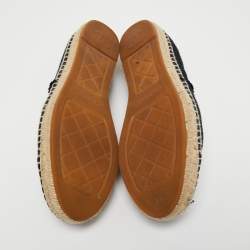 Pre Owned Chanel Black Canvas CC Cap Toe Espadrille Flats Size 41