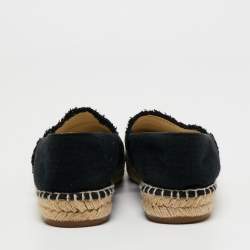 Pre Owned Chanel Black Canvas CC Cap Toe Espadrille Flats Size 41