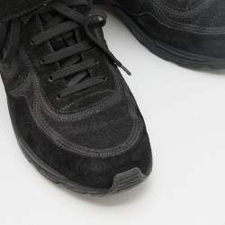 Chanel Black Suede and Metallic Lurex Fabric CC High Top Sneakers Size 38