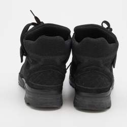 Chanel Black Suede and Metallic Lurex Fabric CC High Top Sneakers Size 38