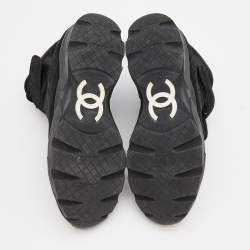 Chanel Black Suede and Metallic Lurex Fabric CC High Top Sneakers Size 38
