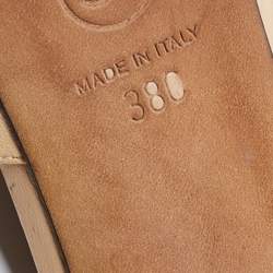 Pre Owned Chanel Beige/Black CC Cap Toe Pearl Heel Slingback Pumps Size 38