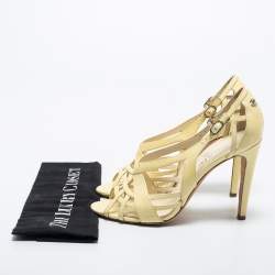 Chanel Yellow Patent Leather Ankle Strap Sandals Size 38.5