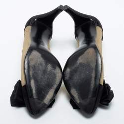 Pre Owned Chanel Black Mesh and Satin CC Bow Pumps Size 36