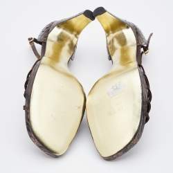 Chanel Multicolor Satin and Python CC T-Strap Sandals Size 38.5