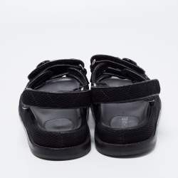 مملوكة مسبقًا Chanel Black Fabric Interlocking CC Sandals Size 37