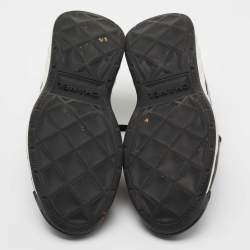 Pre Owned Chanel Black Fabric and Leather Interlocking CC Logo Athletic Sneakers Size 38.5