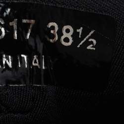 Pre Owned Chanel Black Fabric and Leather Interlocking CC Logo Athletic Sneakers Size 38.5