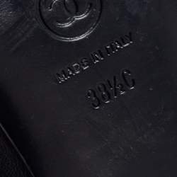 Pre Owned Chanel Black Leather and Patent CC Ballet Flats Size 38.5