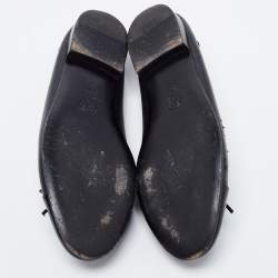 Pre Owned Chanel Black Leather and Patent CC Ballet Flats Size 38.5