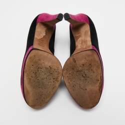 Pre Owned Chanel Purple/Black Suede CC Pumps Size 41