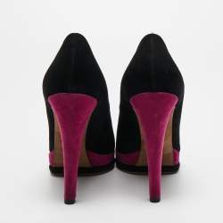 Pre Owned Chanel Purple/Black Suede CC Pumps Size 41