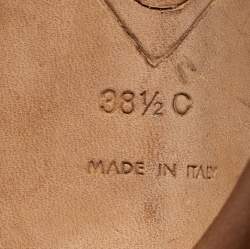 Chanel Brown/Tan Fabric and Leather Camelia Slide Sandals Size 38.5