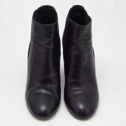 Chanel Black Leather Pearl Embellished CC Wedge Booties Size 40