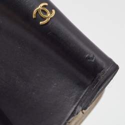 Chanel Black Leather Pearl Embellished CC Wedge Booties Size 40