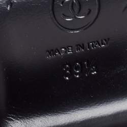 Pre Owned Chanel Black Leather Camellia Embellished Platform Wedge Slide Sandals Size 39.5