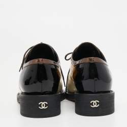 Pre Owned Chanel Multicolor Patent Leather Lace-up Oxfords Size 38.5