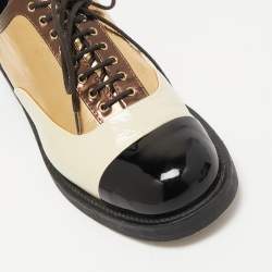 Pre Owned Chanel Multicolor Patent Leather Lace-up Oxfords Size 38.5