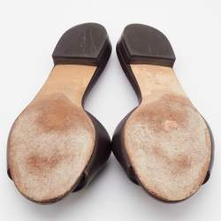 Chanel Dark Brown Leather CC Embellished Flat Slides Size 36.5