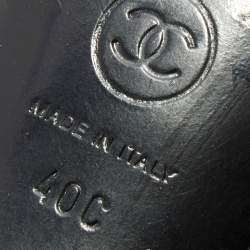 Pre Owned Chanel Black Fabric and Satin CC Bow Cap Toe Pumps Size 40