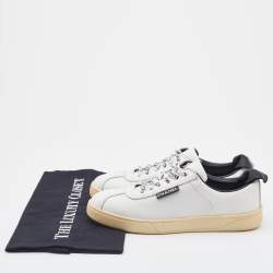 Pre Owned Chanel White/Black Leather Low Top Sneakers Size 37