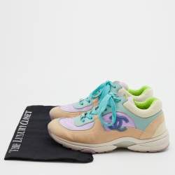 Chanel Multicolor Leather and Fabric CC Low Top Sneakers Size 36.5