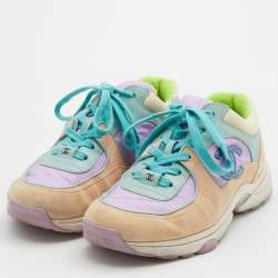 Chanel Multicolor Leather and Fabric CC Low Top Sneakers Size 36.5