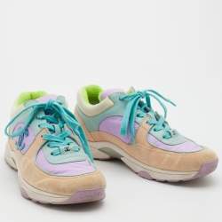 Chanel Multicolor Leather and Fabric CC Low Top Sneakers Size 36.5